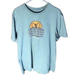 Life is Good crusher tee men’s size Large short sleeve dog t-shirt green cotton